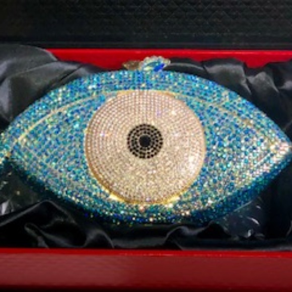 Brand NWT Handmade EvilEye Crystal Clutch - Picture 3 of 4